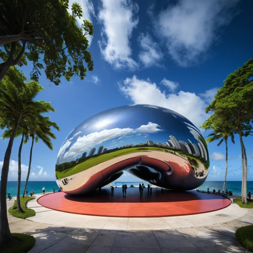 steel sculpture,miami,public art,big marbles,fort lauderdale,glass sphere,south beach,giant soap bubble,kidney bean,costa rican colon,torus,guam,west indian gherkin,south florida,360 ° panorama,coconut grove,mother earth statue,galaxy soho,honolulu,waikiki beach,Photography,Artistic Photography,Artistic Photography 11