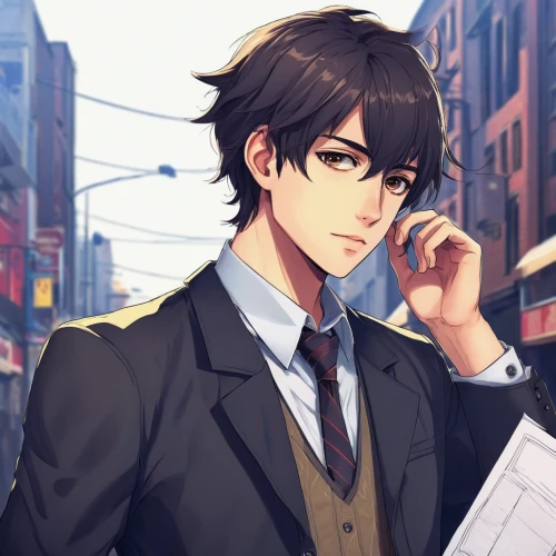 detective,spy visual,businessman,ren,main character,husband,male character,yukio,business man,attorney,handsome,shouta,shibuya,android game,stylish boy,game illustration,portrait background,newscaster,handsome guy,city ​​portrait,Art,Classical Oil Painting,Classical Oil Painting 10