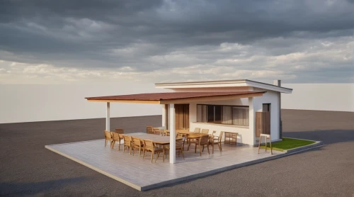 3d rendering,roof terrace,outdoor table,dunes house,outdoor table and chairs,cubic house,flat roof,sky apartment,lifeguard tower,render,pop up gazebo,miniature house,prefabricated buildings,model house,cube stilt houses,beer tables,3d render,folding roof,smart home,inverted cottage,Photography,General,Realistic