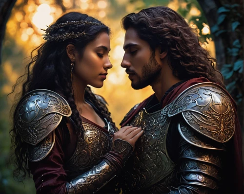 throughout the game of love,prince and princess,beautiful couple,couple goal,romantic portrait,accolade,a fairy tale,fantasy picture,romantic scene,fairytale,husband and wife,breastplate,king arthur,wife and husband,thymelicus,game of thrones,heroic fantasy,vilgalys and moncalvo,as a couple,casal,Illustration,Abstract Fantasy,Abstract Fantasy 08