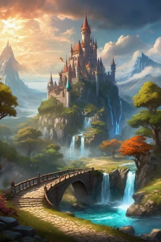 fantasy landscape,fantasy picture,fantasy world,cartoon video game background,fairy tale castle,fantasy art,3d fantasy,landscape background,fantasy city,fairy world,fairytale castle,fairy tale,a fairy tale,fairytale,world digital painting,water castle,heroic fantasy,knight's castle,northrend,children's background,Illustration,Realistic Fantasy,Realistic Fantasy 01