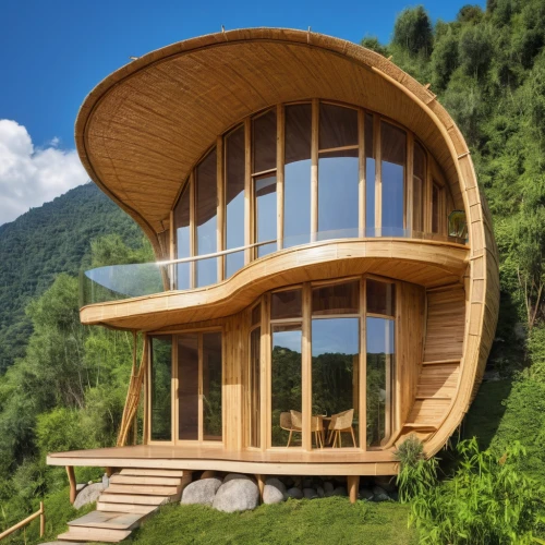 eco hotel,eco-construction,timber house,tree house hotel,house in the mountains,house in mountains,wooden house,log home,cubic house,dunes house,wooden construction,tree house,frame house,archidaily,the cabin in the mountains,wood structure,chalet,summer house,luxury property,wooden sauna,Photography,General,Realistic