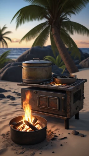outdoor cooking,firepit,portable stove,pizza oven,fire pit,campfire,outdoor grill,3d render,beach furniture,tin stove,log fire,stove,fireside,wood stove,campfires,fire bowl,luau,cannon oven,wood-burning stove,fire place,Illustration,Retro,Retro 22