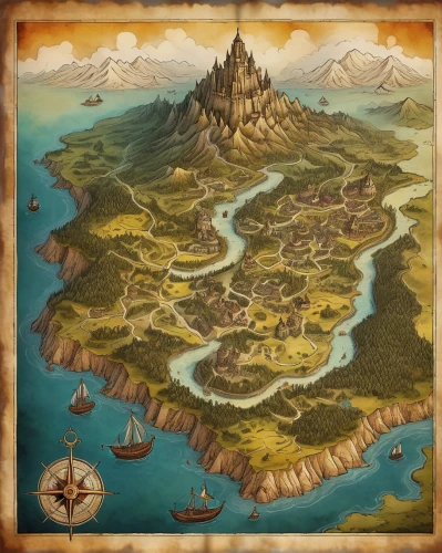 island of fyn,an island far away landscape,old world map,northrend,lavezzi isles,island of juist,treasure map,islands,archipelago,map icon,mountain world,peninsula,map world,caravel,the continent,imperial shores,coastal and oceanic landforms,cartography,polynesia,continent,Art,Artistic Painting,Artistic Painting 51