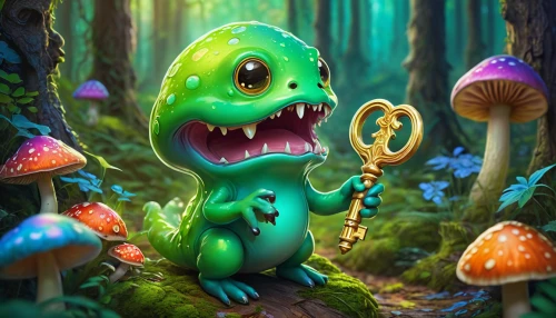 cuthulu,woodland salamander,mushroom landscape,fairy forest,carnivorous plant,frog background,forest mushroom,fairy village,lingzhi mushroom,game illustration,forest background,poisonous,fairy world,fungal science,fantasy picture,scandia gnome,forest dragon,fairy tale character,spring salamander,children's background,Art,Classical Oil Painting,Classical Oil Painting 42