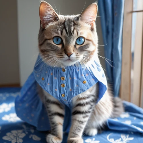 scarf animal,arabian mau,bengal,scarf,denim bow,cat on a blue background,siberian,fashion model,european shorthair,animals play dress-up,bengal cat,fashionable girl,aegean cat,beautiful bonnet,fashionista,haute couture,cat with blue eyes,bonnet,blue eyes cat,cat image,Photography,General,Natural