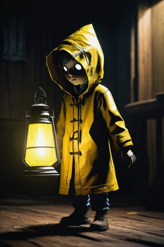 penumbra,raincoat,hooded man,rain suit,hooded,trench coat,action-adventure game,pubg mascot,play escape game live and win,adventure game,hazmat suit,3d render,lamplighter,parka,searchlamp,it,hoodie,little yellow,lantern,yellow light,Illustration,Black and White,Black and White 21