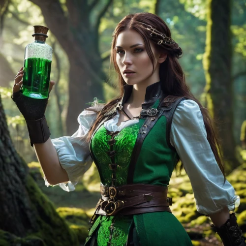 celtic queen,barmaid,the bottle,poison bottle,fae,fable,potions,faery,distilled beverage,potion,apothecary,glass bottle,wiesnbreze,beer bottle,elven,flagon,female alcoholism,fantasy picture,absinthe,glass bottle free,Conceptual Art,Sci-Fi,Sci-Fi 09