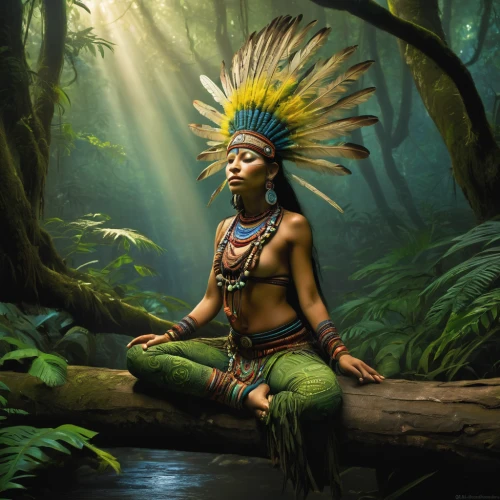 shamanic,pachamama,warrior woman,shamanism,the american indian,indigenous culture,amazonian oils,mother earth,american indian,pocahontas,native american,polynesian girl,earth chakra,indian headdress,indigenous painting,tribal chief,first nation,aborigine,world digital painting,shaman,Art,Artistic Painting,Artistic Painting 48