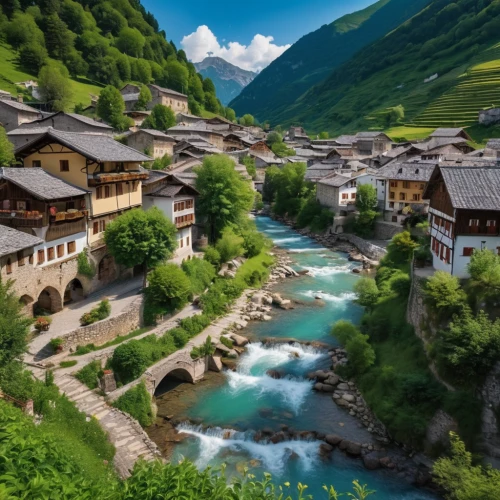 alpine village,mountain village,mountain settlement,chinese architecture,building valley,the valley of the,shirakawa-go,zermatt,escher village,south tyrol,alpine region,asian architecture,house in mountains,southeast switzerland,tyrol,mountain valley,eastern switzerland,mountainous landscape,guizhou,spa town,Photography,General,Realistic