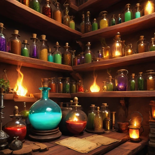 potions,apothecary,candlemaker,tealights,alchemy,potion,reagents,perfume bottles,homeopathically,oil lamp,home fragrance,bottles of essential oils,creating perfume,storage-jar,candles,aromas,perfumes,conjure up,distillation,herbal medicine,Conceptual Art,Sci-Fi,Sci-Fi 17