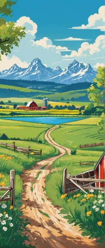 salt meadow landscape,farm landscape,rural landscape,landscape background,farm background,springtime background,montana,countryside,meadow landscape,home landscape,rural,country side,prairie,spring background,hokkaido,alberta,red barn,farms,country road,maine,Illustration,Japanese style,Japanese Style 06