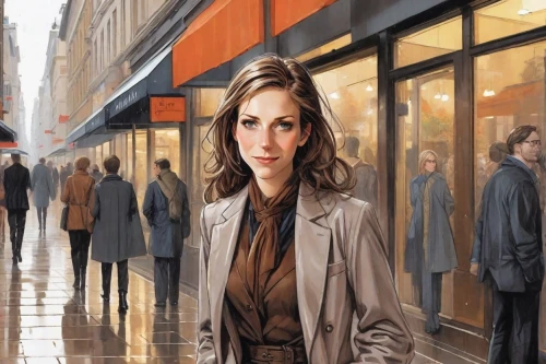 woman at cafe,woman thinking,white-collar worker,woman shopping,woman walking,bussiness woman,woman in menswear,oil painting on canvas,the girl at the station,girl walking away,girl in a long,businesswoman,oil painting,salesgirl,a pedestrian,pedestrian,stock exchange broker,city ​​portrait,world digital painting,art painting,Digital Art,Comic