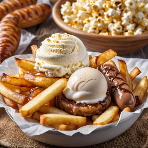 belgian fries,sausage plate,danish breakfast plate,food platter,eastern european food,egg and chips,sausage platter,hungarian food,french fries,poutine,ćevapi,viennese cuisine,breakfast plate,tteokbokki,fries,bread fries,food photography,platter,french food,funnel cake,Photography,General,Realistic