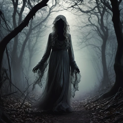 grimm reaper,sleepwalker,haunted forest,dark art,dance of death,the witch,grim reaper,slender,haunt,hooded man,gothic woman,the enchantress,hollow way,scary woman,sorceress,the ghost,forest dark,haunting,apparition,haunted,Conceptual Art,Graffiti Art,Graffiti Art 12