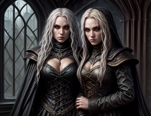 gothic portrait,dark elf,elves,elven,gothic fashion,gothic,gothic style,heroic fantasy,vampires,staves,fantasy art,sisters,dark gothic mood,angels of the apocalypse,clergy,massively multiplayer online role-playing game,sterntaler,mother and daughter,gothic woman,fantasy picture