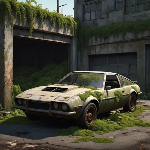 abandoned car,amc amx,scrapped car,metal rust,ford maverick,jensen interceptor,old abandoned car,dacia,off-road outlaw,planted car,rust truck,amc eagle,game car,derelict,ford xb falcon,pontiac,retro vehicle,off-road car,rusty cars,car repair,Art,Classical Oil Painting,Classical Oil Painting 14