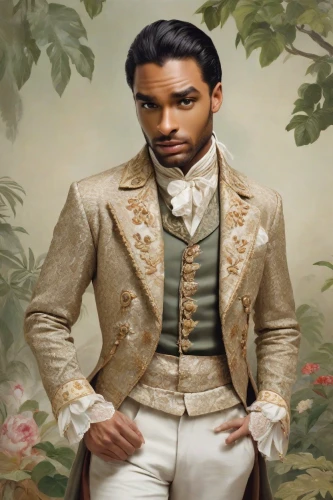 rose png,african american male,hamilton,portrait background,a black man on a suit,aristocrat,prince,black businessman,fantasy portrait,romantic portrait,historic rose,the groom,indian celebrity,drake,aston,black man,the victorian era,persian poet,prince of wales feathers,antique background,Photography,Realistic