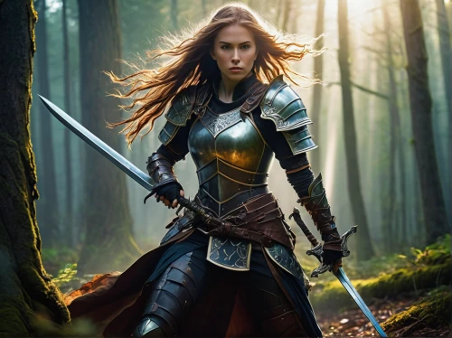 female warrior,warrior woman,swordswoman,huntress,strong woman,strong women,heroic fantasy,aa,norse,fantasy woman,sprint woman,woman strong,fantasy warrior,digital compositing,bow and arrows,joan of arc,the enchantress,aaa,nordic,woman power,Illustration,Abstract Fantasy,Abstract Fantasy 01