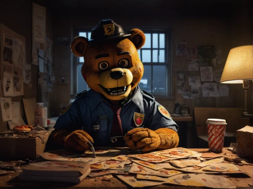 paperwork,investigation,mailman,detective,sheriff,inspector,officer,kraft,police dog,left hand bear,investigate,criminal police,investigator,river pines,crime,the bears,furta,3d teddy,policeman,a police dog,Art,Artistic Painting,Artistic Painting 28