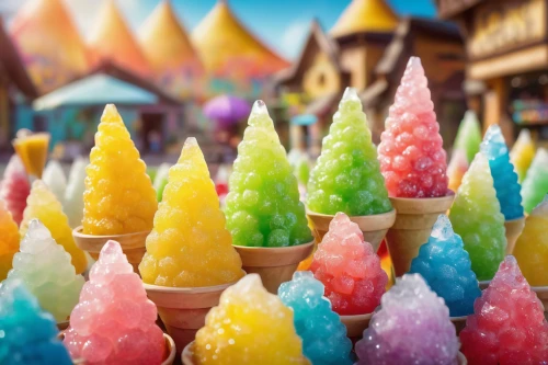 snowcone,iced-lolly,ice cream cones,ice cream on stick,rock candy,ice pop,candy sticks,snow cone,icepop,ice cream icons,food additive,soft serve ice creams,cones,rainbow pencil background,neon candy corns,candy cauldron,teepees,candies,variety of ice cream,italian ice,Unique,3D,Panoramic