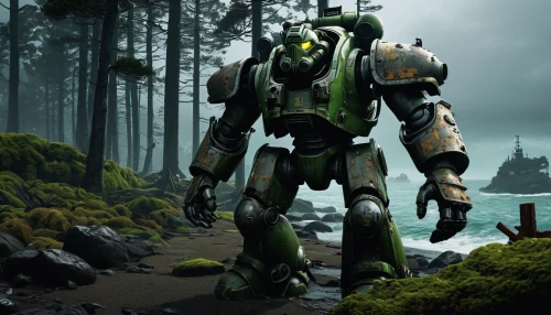patrol,dreadnought,mech,imperial shores,cleanup,patrols,rock weathering,doctor doom,military robot,terraforming,digital compositing,mecha,kelp,alien warrior,tau,thane,kosmus,fallout4,sentinel,aaa,Illustration,Japanese style,Japanese Style 05