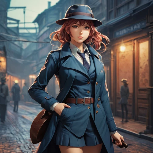 violet evergarden,policewoman,detective,police hat,asuka langley soryu,french digital background,officer,police officer,steampunk,anime japanese clothing,inspector,beret,girl wearing hat,police uniforms,fedora,leather hat,bowler hat,investigator,the hat-female,game illustration,Art,Classical Oil Painting,Classical Oil Painting 10