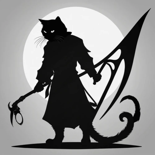 mouse silhouette,halloween vector character,scythe,cat warrior,cat vector,silhouette art,grimm reaper,halloween silhouettes,twitch logo,grim reaper,vector illustration,halloween cat,vector image,halloween banner,witch's hat icon,vector design,art silhouette,vector art,swordsman,man silhouette,Illustration,Black and White,Black and White 31