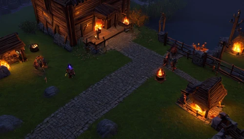 campfires,smouldering torches,the night of kupala,fireplaces,torchlight,devilwood,firepit,tavern,castle iron market,log fire,torches,bonfire,fireside,hearth,druid grove,medieval town,campfire,villagers,fire pit,fire place,Illustration,Retro,Retro 02