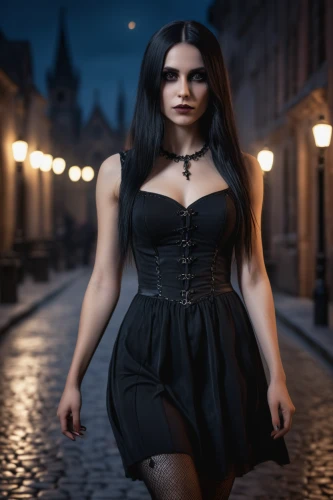 gothic dress,gothic woman,gothic fashion,gothic portrait,goth woman,vampire woman,gothic style,dark gothic mood,vampire lady,gothic,black dress with a slit,black dress,femme fatale,little black dress,a girl in a dress,cobblestone,cobblestones,dark angel,black dresses,in a black dress,Photography,General,Cinematic