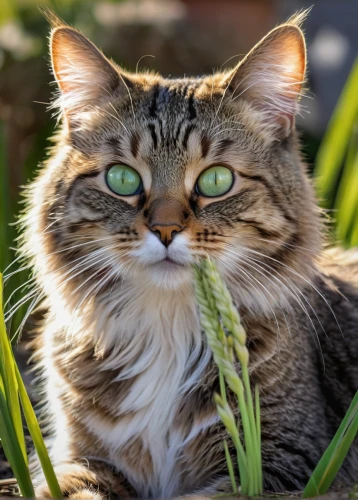 chinese pastoral cat,american bobtail,feral cat,mow,maincoon,breed cat,wheat grass,tabby cat,cat image,whiskered,wheat germ grass,in the tall grass,american curl,sweet grass,norwegian forest cat,pet vitamins & supplements,cat vector,wheatgrass,long grass,domestic short-haired cat,Illustration,American Style,American Style 13