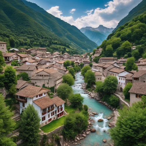 mountain village,verzasca valley,alpine village,ticino,val bavona,the valley of the,lombardy,valle d'aosta,valais,shirakawa-go,veneto,japanese alps,escher village,sapa,vajont,mountain valley,south tyrol,lazio,balkans,caucasus,Photography,General,Realistic