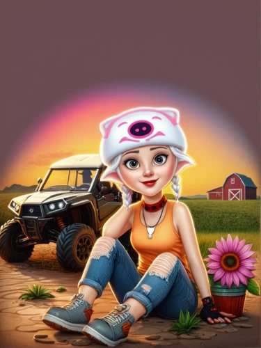 girl and car,girl with a wheel,rosa ' amber cover,android game,mobile game,car mechanic,farm girl,farmer,mechanic,car repair,countrygirl,lada,jeep wagoneer,game illustration,day of the dead truck,clementine,dodge la femme,automobile repair shop,competition event,premier padmini,Photography,General,Fantasy