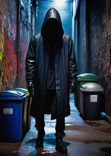 hooded man,garbage collector,waste collector,bin,rubbish collector,darknet,cleanup,bin bag,anonymous,dark net,anonymous hacker,cyberpunk,garbage cans,dark web,black coat,littering,scrap dealer,soundcloud icon,blind alley,doctor doom,Photography,Fashion Photography,Fashion Photography 25