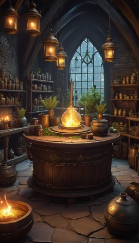 apothecary,candlemaker,potions,potter's wheel,cosmetics counter,hobbiton,brandy shop,hearth,alchemy,tinsmith,soap shop,distillation,shopkeeper,collected game assets,dwarf cookin,castle iron market,bakery,tavern,kitchen shop,cauldron,Illustration,Black and White,Black and White 02