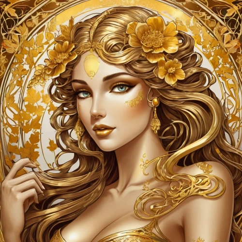 gold filigree,gold foil mermaid,golden wreath,gold foil art,golden crown,gold leaf,golden flowers,art nouveau,gold foil crown,golden haired,zodiac sign libra,gold yellow rose,gold crown,gold paint stroke,gold flower,gold paint strokes,laurel wreath,art nouveau design,aphrodite,mary-gold,Illustration,Retro,Retro 13