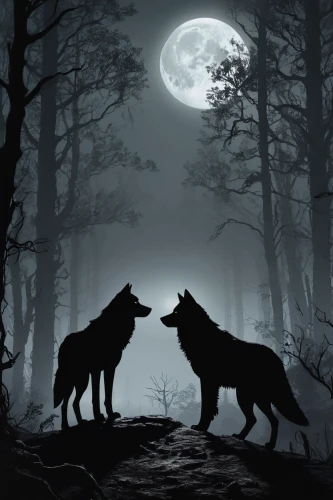 two wolves,wolves,werewolves,wolf couple,howling wolf,wolf hunting,werewolf,wolf pack,constellation wolf,howl,wolf,wolf's milk,wolfman,gray wolf,wolfdog,the wolf pit,european wolf,canis lupus,wolf down,carnivores,Conceptual Art,Fantasy,Fantasy 33