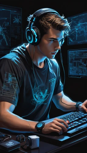 game illustration,dj,lan,headset profile,coder,man with a computer,gamers round,gamer,world digital painting,gaming,headset,computer game,gamer zone,game addiction,game drawing,e-sports,mobile video game vector background,hacking,vector illustration,hacker,Unique,Design,Blueprint