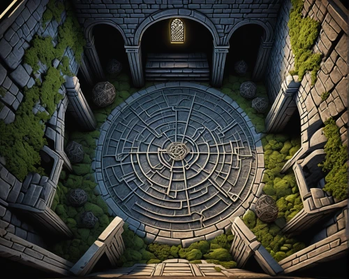 labyrinth,stargate,maze,portcullis,hall of the fallen,manhole,portals,potter's wheel,vault,dungeons,water wheel,ny sewer,dungeon,wall tunnel,heaven gate,the threshold of the house,the mystical path,peter-pavel's fortress,threshold,ancient city,Illustration,Abstract Fantasy,Abstract Fantasy 21