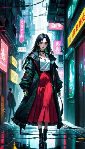 cyberpunk,mulan,geisha,taipei,hanbok,shinjuku,transistor,geisha girl,world digital painting,harajuku,shibuya,samurai,katana,nico,hk,tokyo city,tokyo,pedestrian,girl walking away,hong,Anime,Anime,General