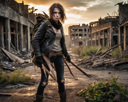 post apocalyptic,post-apocalypse,destroyed city,girl with gun,apocalyptic,wasteland,post-apocalyptic landscape,photo session in torn clothes,girl with a gun,derelict,thewalkingdead,stalingrad,clary,digital compositing,urbex,huntress,strong woman,girl walking away,luxury decay,lori,Conceptual Art,Fantasy,Fantasy 31