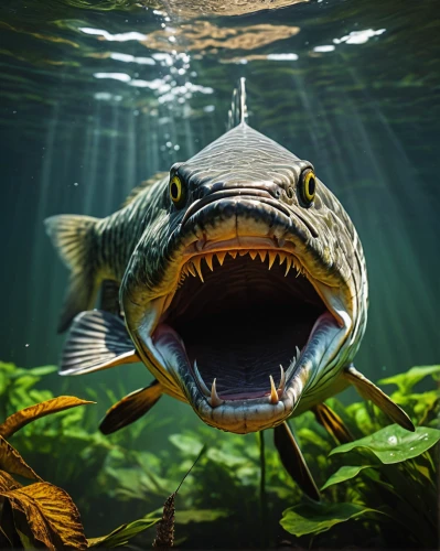 piranha,common carp,freshwater fish,freshwater crocodile,pacific sturgeon,northern largemouth bass,sand tiger shark,chinese sturgeon,marine reptile,fish in water,gar,rhino fish,giant carp,anglerfish,underwater fish,aquatic animals,piranhas,snakehead,crocodilian reptile,fish-surgeon,Art,Artistic Painting,Artistic Painting 49