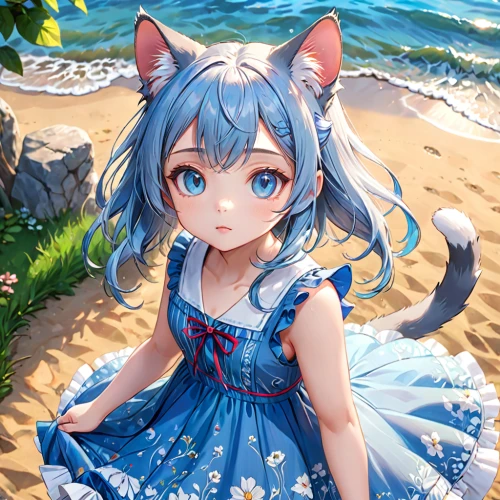 cat with blue eyes,ocean background,transparent background,nyan,beach background,cat ears,aegean cat,portrait background,miku,hatsune miku,ocean,aqua,cute cat,mermaid background,cat kawaii,honolulu,cat on a blue background,summer background,alice,heterochromia,Anime,Anime,General