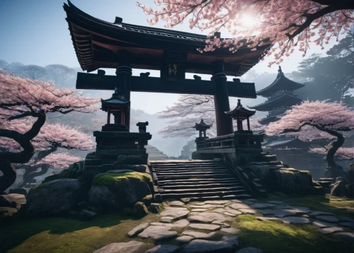 japanese sakura background,japanese shrine,sakura background,tsukemono,sakura blossom,japanese garden,japanese background,sakura trees,japanese zen garden,japanese garden ornament,japanese floral background,japan garden,sakura tree,sakura blossoms,japan landscape,zen garden,the cherry blossoms,sake gardens,kyoto,plum blossoms,Illustration,Realistic Fantasy,Realistic Fantasy 12