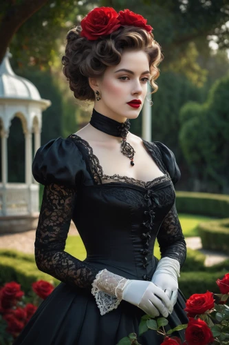 victorian lady,victorian fashion,victorian style,the victorian era,victorian,queen anne,gothic fashion,lady banks' rose,lady banks' rose ,queen of hearts,historic rose,red roses,rosa,red rose,gothic portrait,ball gown,rosebushes,overskirt,bodice,downton abbey,Art,Classical Oil Painting,Classical Oil Painting 26