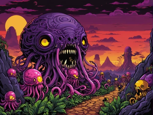 polyp,game illustration,wall,dead earth,game art,cartoon video game background,ipê-purple,halloween background,death's-head,alien planet,pathogen,album cover,cd cover,pixel art,halloween poster,days of the dead,apiarium,background image,molluscum,twitch logo,Art,Artistic Painting,Artistic Painting 23