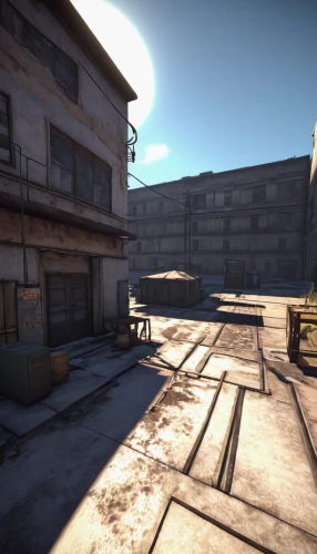 empty factory,cobble,blockhouse,warehouse,foundry,freight depot,formwork,industrial ruin,crosshair,barracks,industrial building,mining facility,half life,panopticon,block balcony,shooting range,concrete slabs,courtyard,shipyard,construction area,Conceptual Art,Fantasy,Fantasy 32