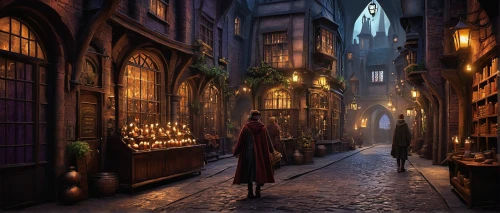 medieval street,apothecary,hogwarts,candlemaker,medieval town,narrow street,lamplighter,hamelin,old linden alley,the pied piper of hamelin,fantasy city,fantasy picture,the cobbled streets,wand,merchant,3d fantasy,potions,old town,sci fiction illustration,fantasy art,Photography,Documentary Photography,Documentary Photography 27