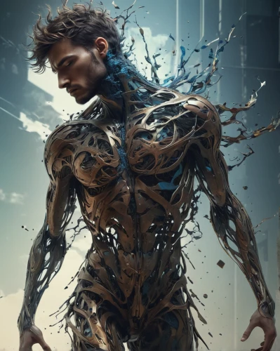 cyborg,biomechanical,3d man,electro,exoskeleton,cybernetics,aquaman,anatomical,humanoid,steel man,sci fiction illustration,digital compositing,dr. manhattan,valerian,photoshop manipulation,photo manipulation,groot super hero,mechanical,splintered,sea man,Illustration,Paper based,Paper Based 15