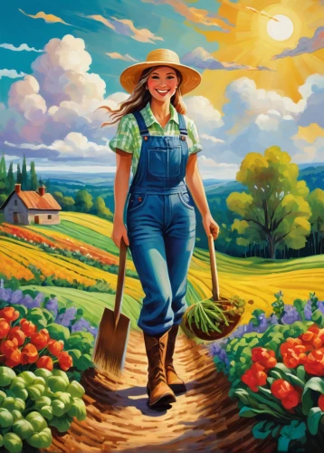 farmworker,farmer,farm girl,agriculture,picking vegetables in early spring,agricultural,farm workers,aggriculture,vegetables landscape,permaculture,farmers,countrygirl,farm background,organic farm,gardener,agroculture,vegetable field,farmer in the woods,agricultural use,farming,Art,Artistic Painting,Artistic Painting 37